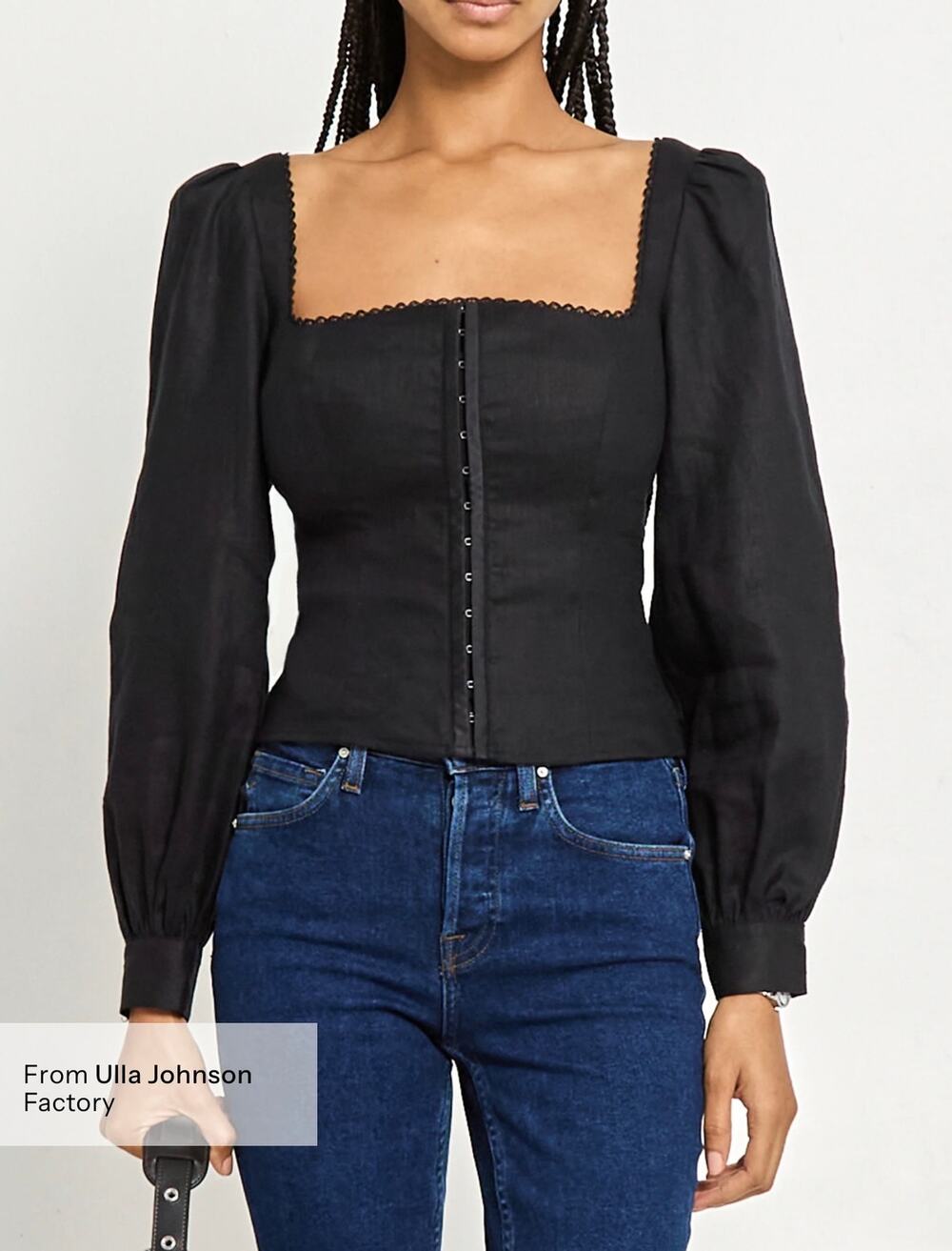 New Kourt black linen Hetty blouse $170 size 10